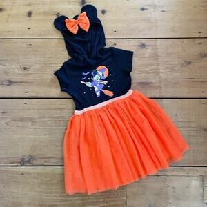 Disney Minnie Mouse Hooded Dress With Ears & Tulle Skirt Girls Size 6/6X